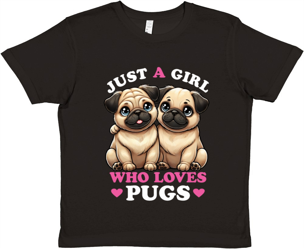 Just a Girl who Loves Pugs Women Pug Lover Premium Kids Crewneck T-shirt