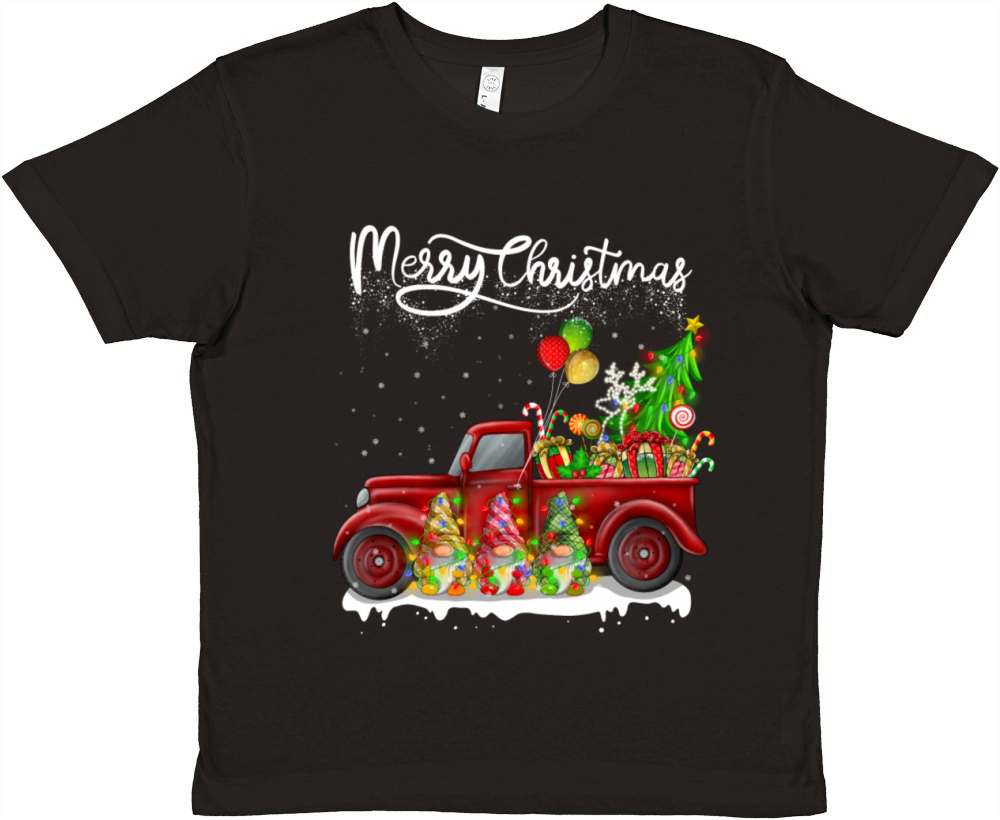 Merry Christmas Vintage Red Truck Gnomes Premium Kids Crewneck T-shirt