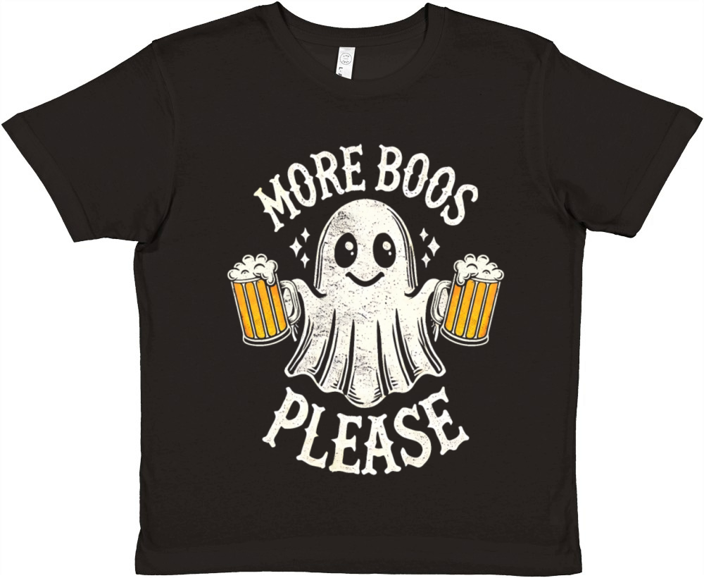 More Boos Please Vintage Cute Ghost Halloween Premium Kids Crewneck T-shirt