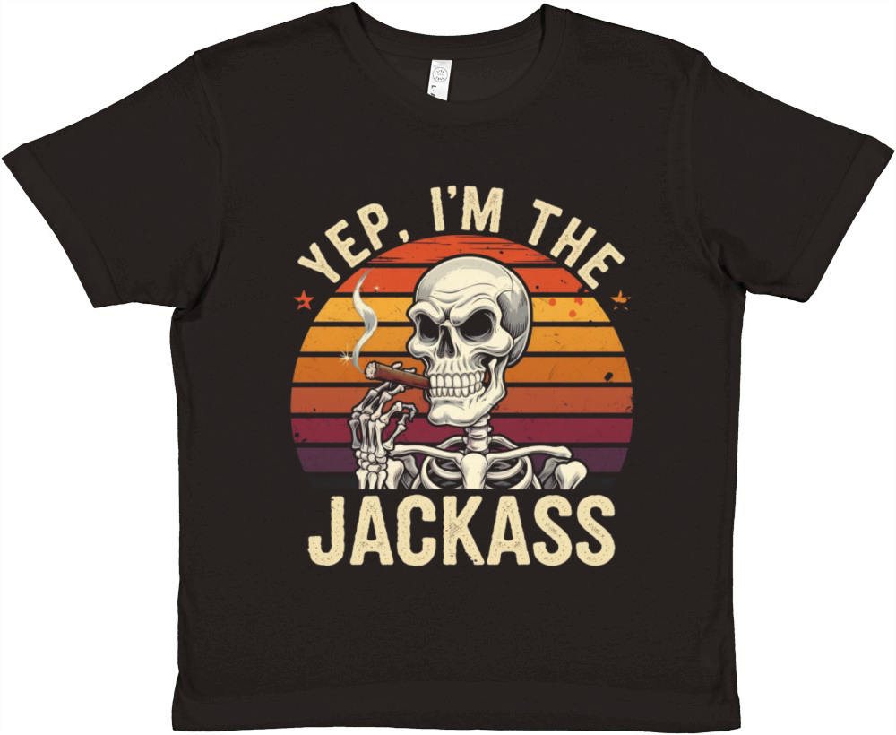 Yep I m The Jackass Vintage Halloween Skeleton Premium Kids Crewneck T-shirt