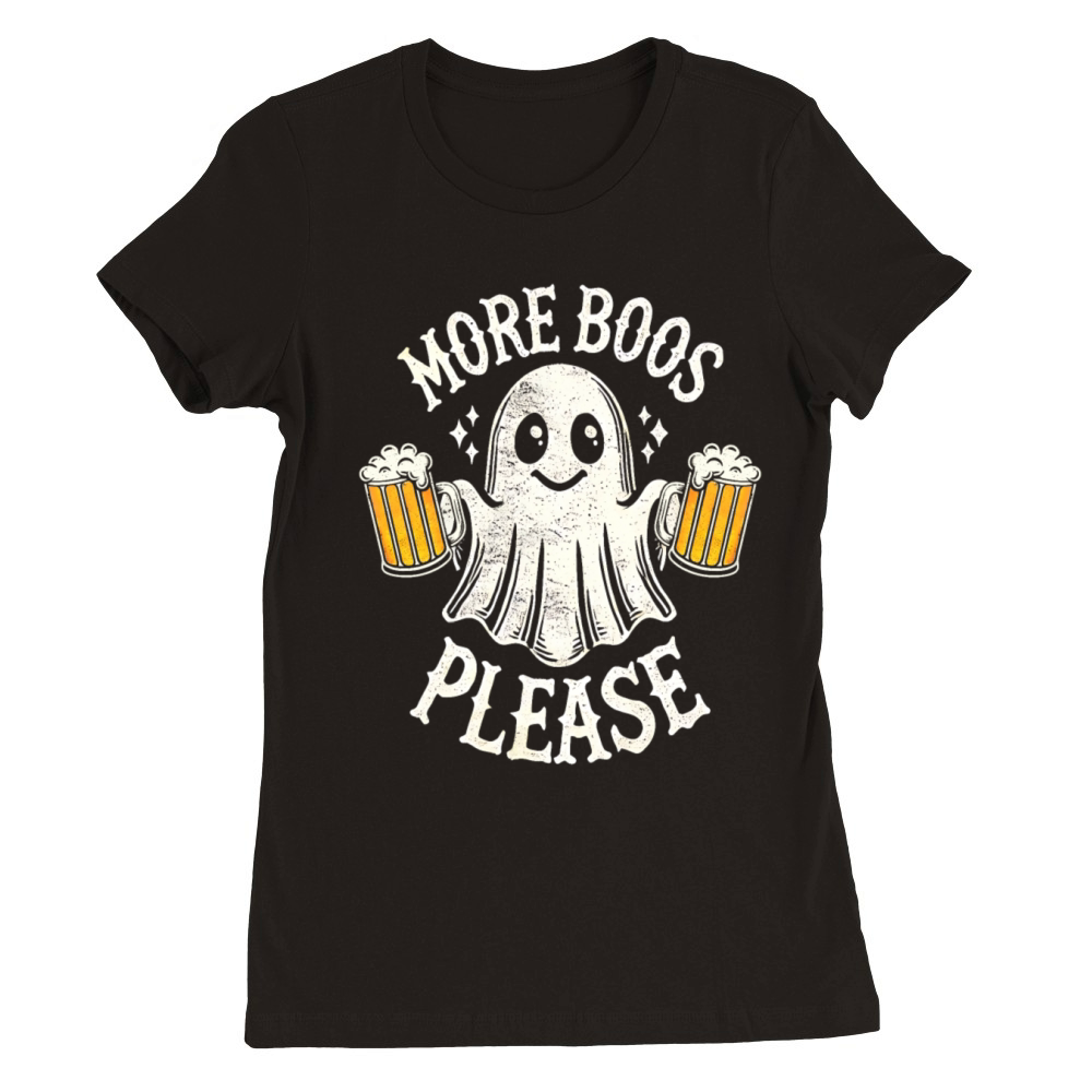 More Boos Please Vintage Cute Ghost Halloween Premium Womens Crewneck T-shirt