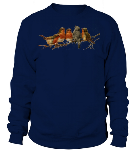 European Robins on a Branch Vintage Bird Sweatshirt Unisex