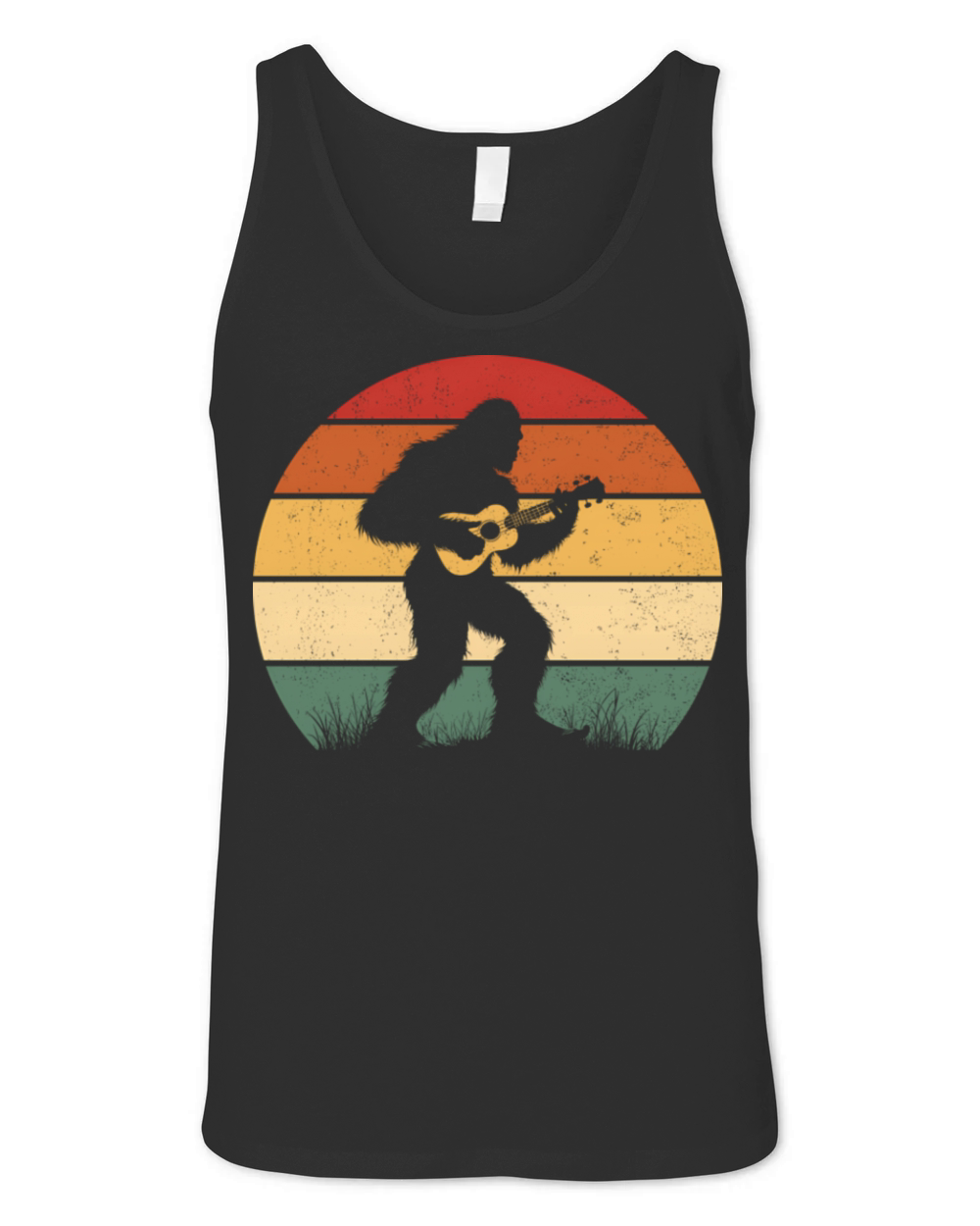Bigfoot Sasquatch Playing Ukulele Vintage Unisex Jersey Tank