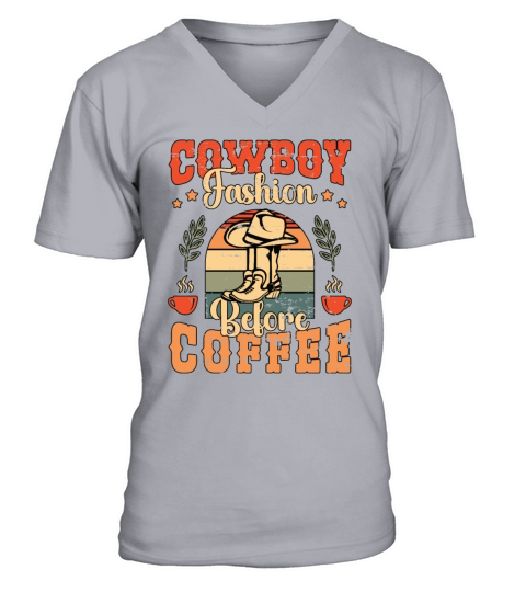 Cowboy Fashion Before Coffee Rodeo Coffee Lover V-Neck T-shirt