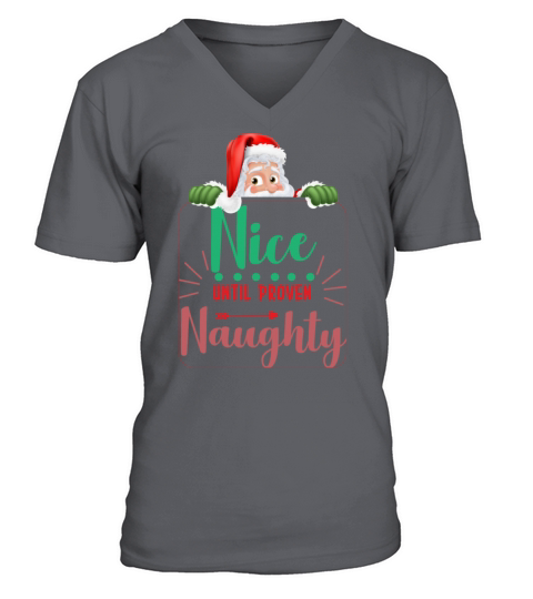 Green and Red Santas Nice Christmas Quote T Shirt V-Neck T-shirt