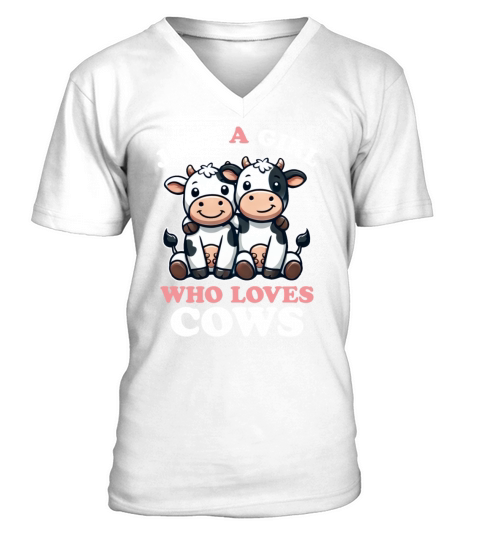Just a Girl who Loves Cows Women Cow Lover V-Neck T-shirt