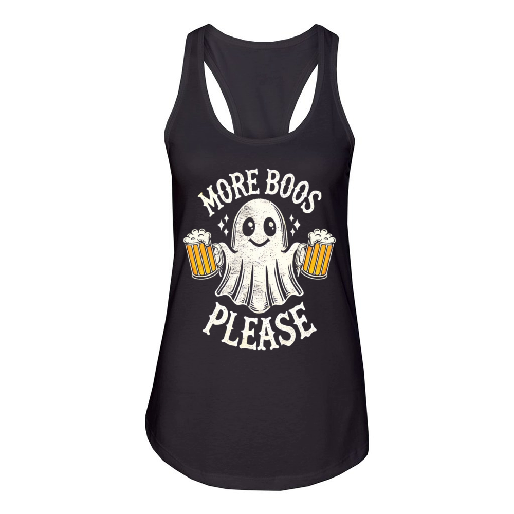 More Boos Please Vintage Cute Ghost Halloween Women's Racerback Tank