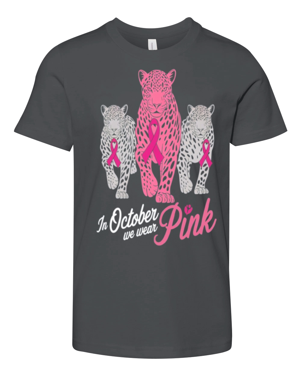 Powerful Leopards October Breast Cancer Awareness Youth Unisex Jersey Tee