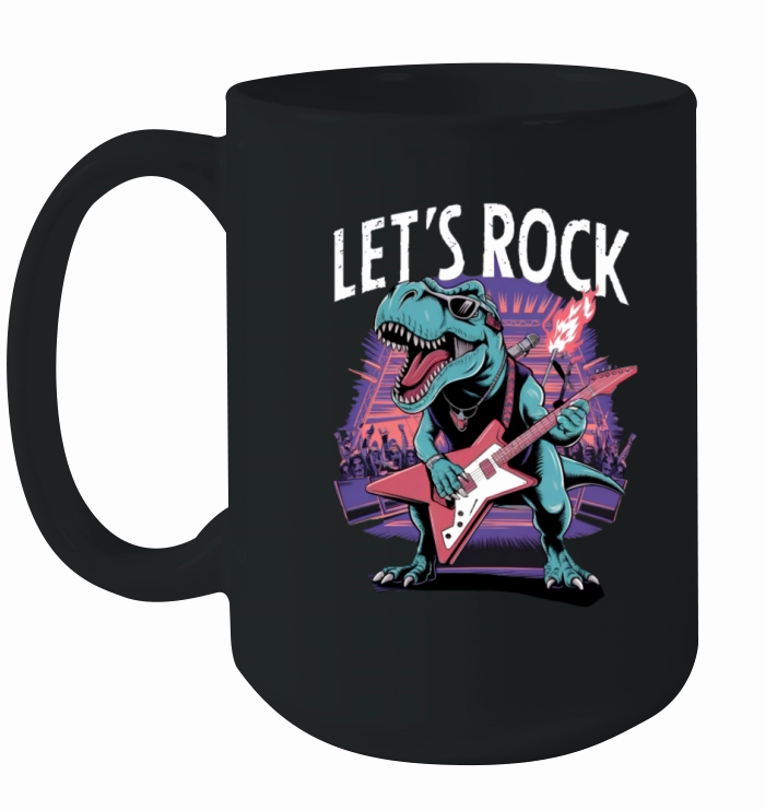 Dinosaur playing Guitar Ceramic Mug
