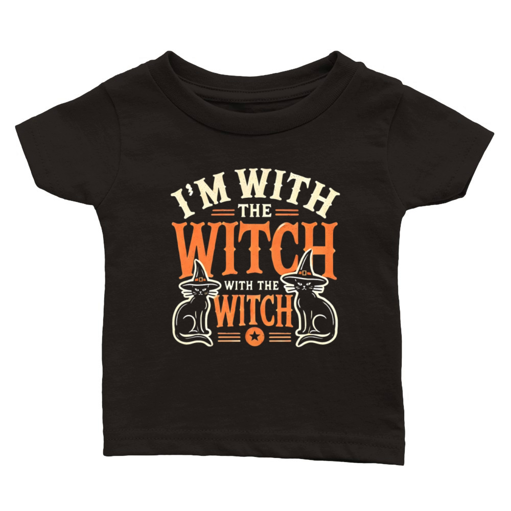 Im With The Witch Black Cat Halloween Spooky Vibe Classic Baby Crewneck T-shirt