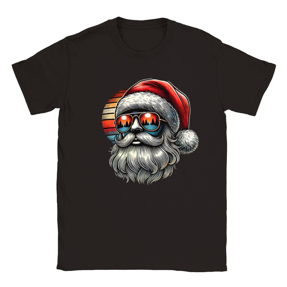 Cool Santa Vintage Retro Sunset Christmas Vibes Classic Kids Crewneck T-shirt