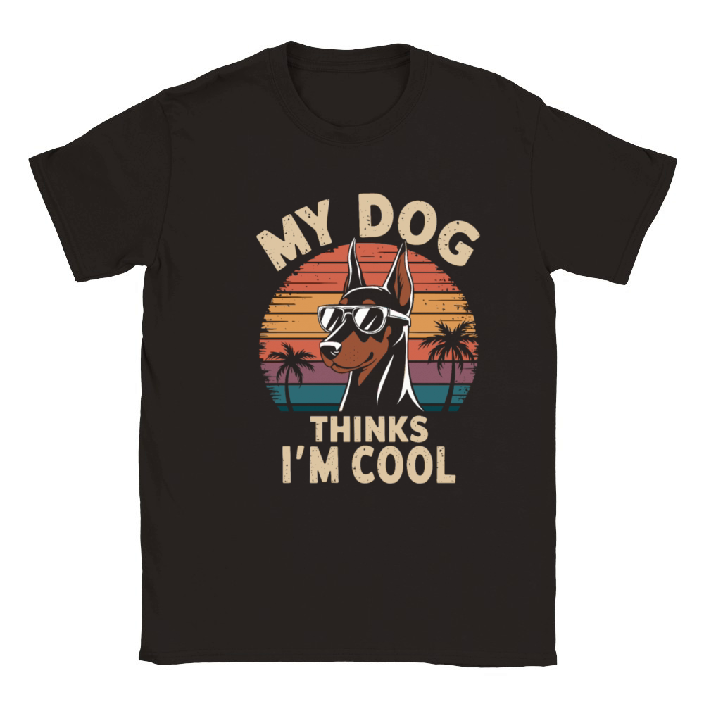 Dobermann Pinscher My Dog Thinks Im Cool Classic Kids Crewneck T-shirt