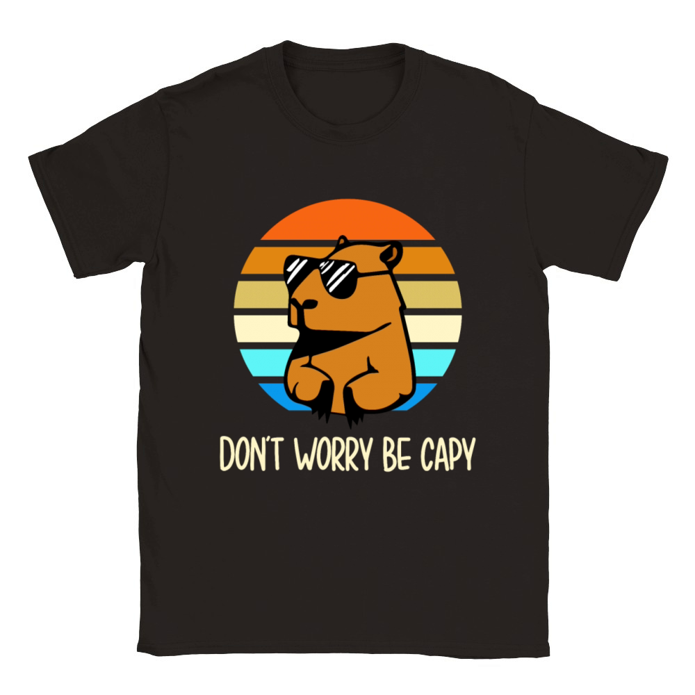 Don t Worry Be Capy Retro Rodent Funny Capybara Classic Kids Crewneck T-shirt