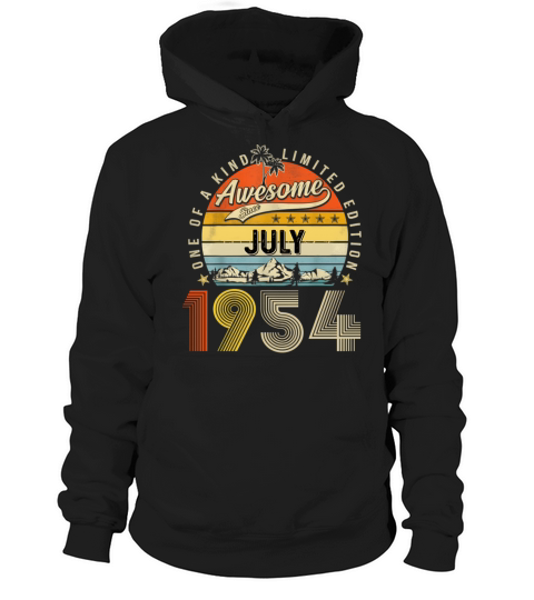 Awesome Since July 1954 Vintage 70th Birthday Hoodie Unisex