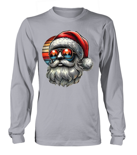 Cool Santa Vintage Retro Sunset Christmas Vibes Long sleeved Unisex