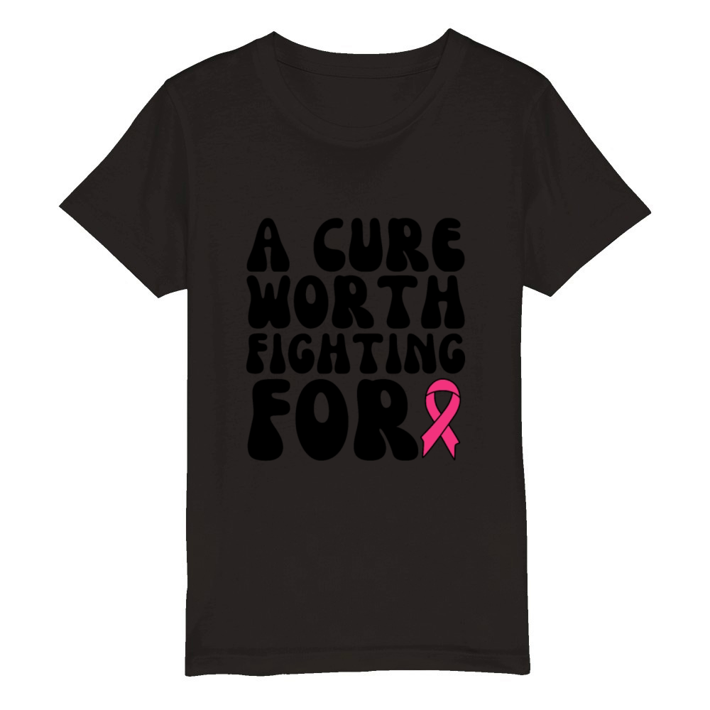 A Cure Worth Fighting For Breast Cancer Organic Kids Crewneck T-shirt