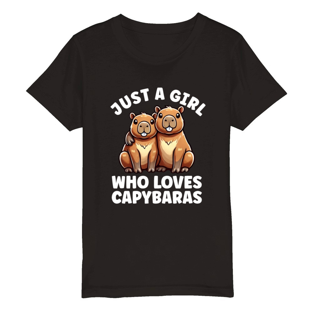 Just a Girl who Loves Capybaras Women Capybara Organic Kids Crewneck T-shirt