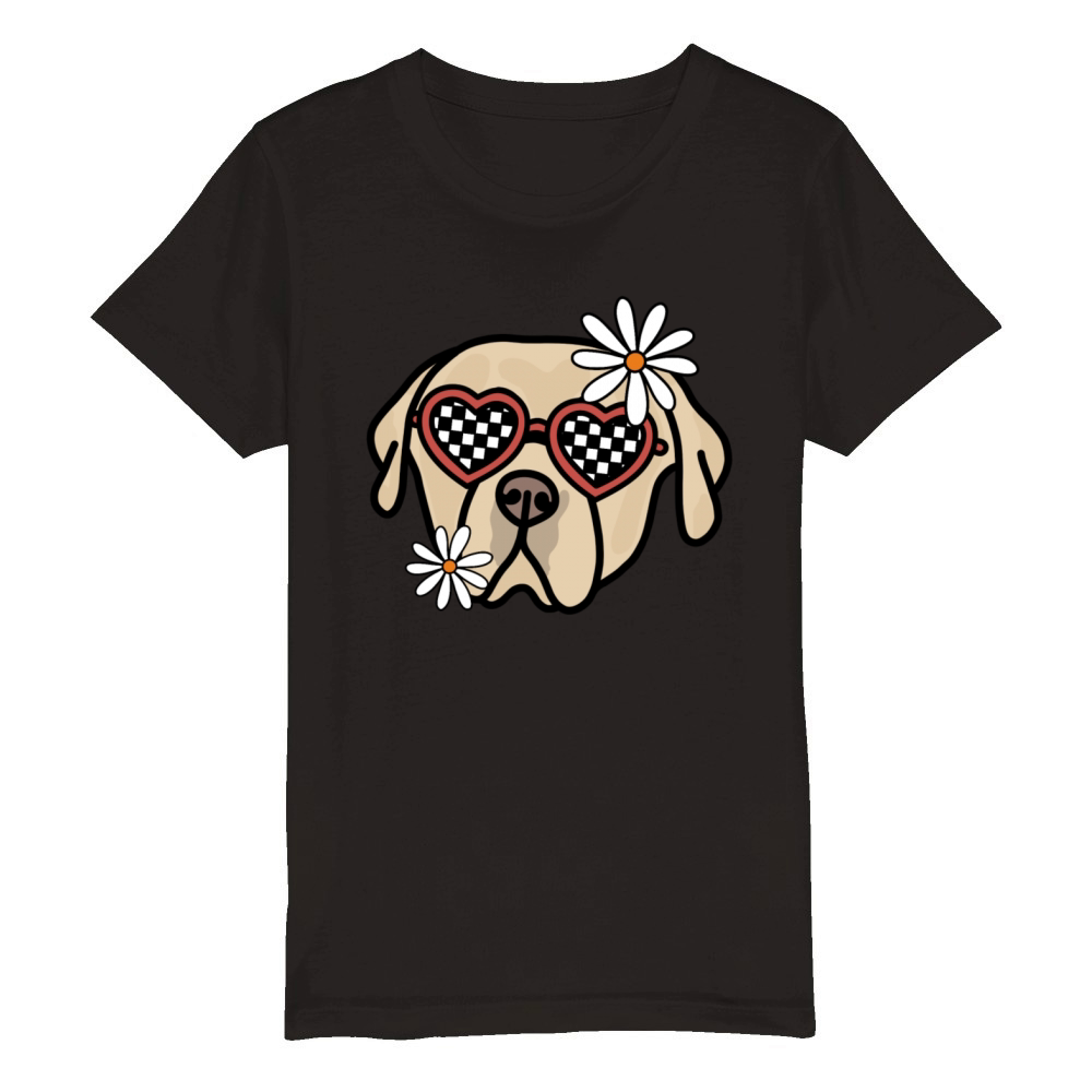 Labrador Retro Dog Organic Kids Crewneck T-shirt