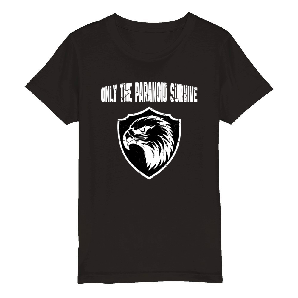 Only The Paranoid Survive Vintage White Organic Kids Crewneck T-shirt