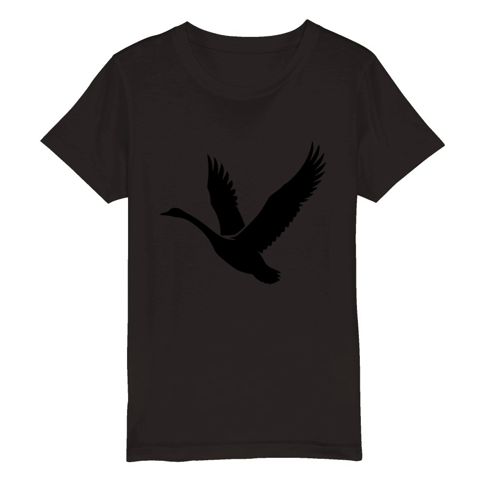 Swan Wild Birds Tattoo Style Organic Kids Crewneck T-shirt