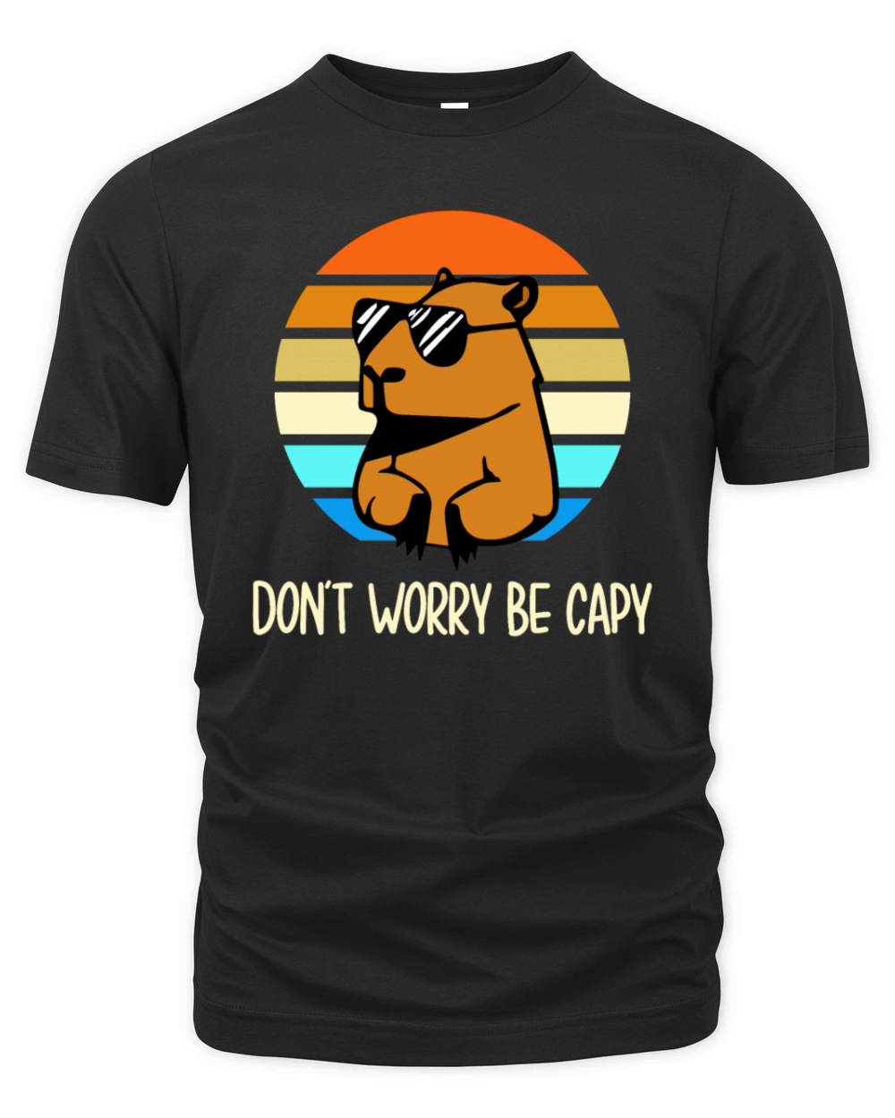 Don t Worry Be Capy Retro Rodent Funny Capybara Organic Unisex T-shirt