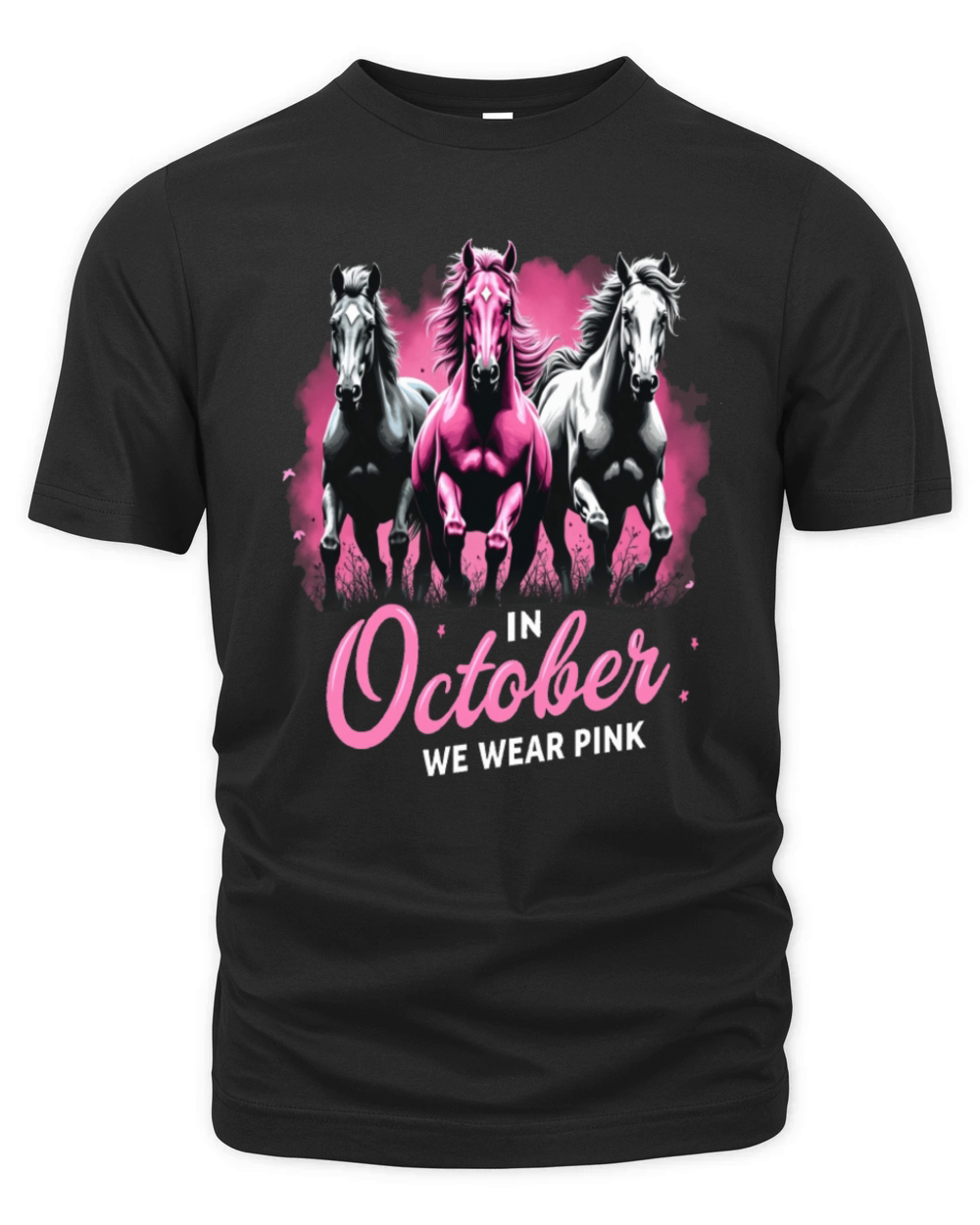 Horses for October Breast Cancer Organic Unisex T-shirt
