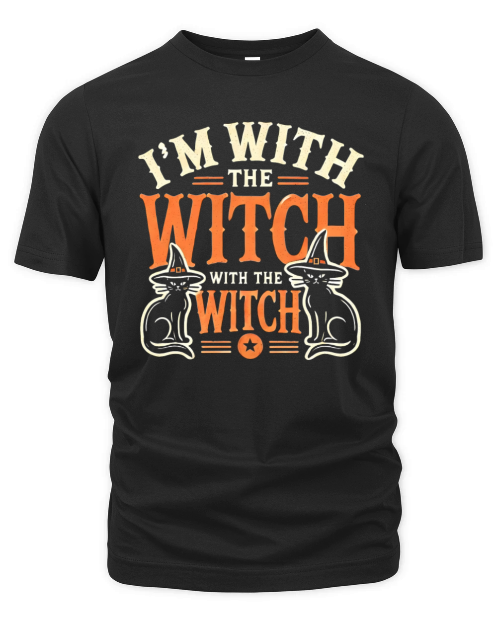 Im With The Witch Black Cat Halloween Spooky Vibe Organic Unisex T-shirt