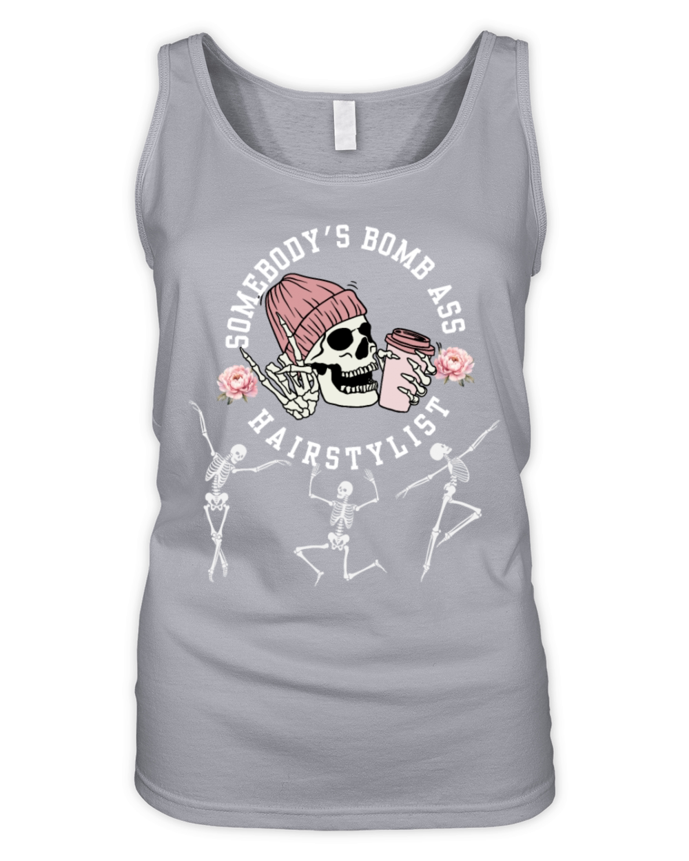 Somebodys Bomb Ass Hair Stylist Dancing Skeleton Organic Women's Tank Top