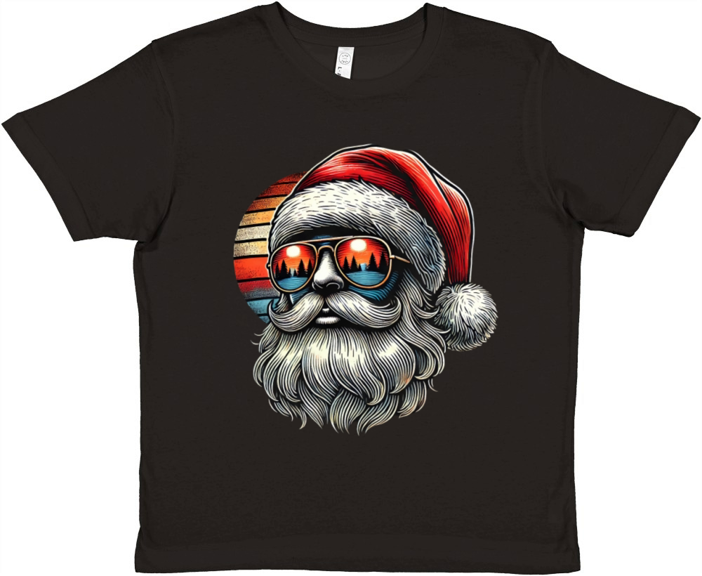 Cool Santa Vintage Retro Sunset Christmas Vibes Premium Kids Crewneck T-shirt