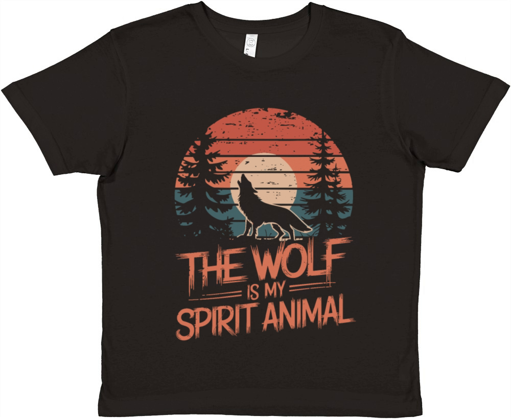 The Wolf Is My Spirit Animal Howling Wolf Premium Kids Crewneck T-shirt