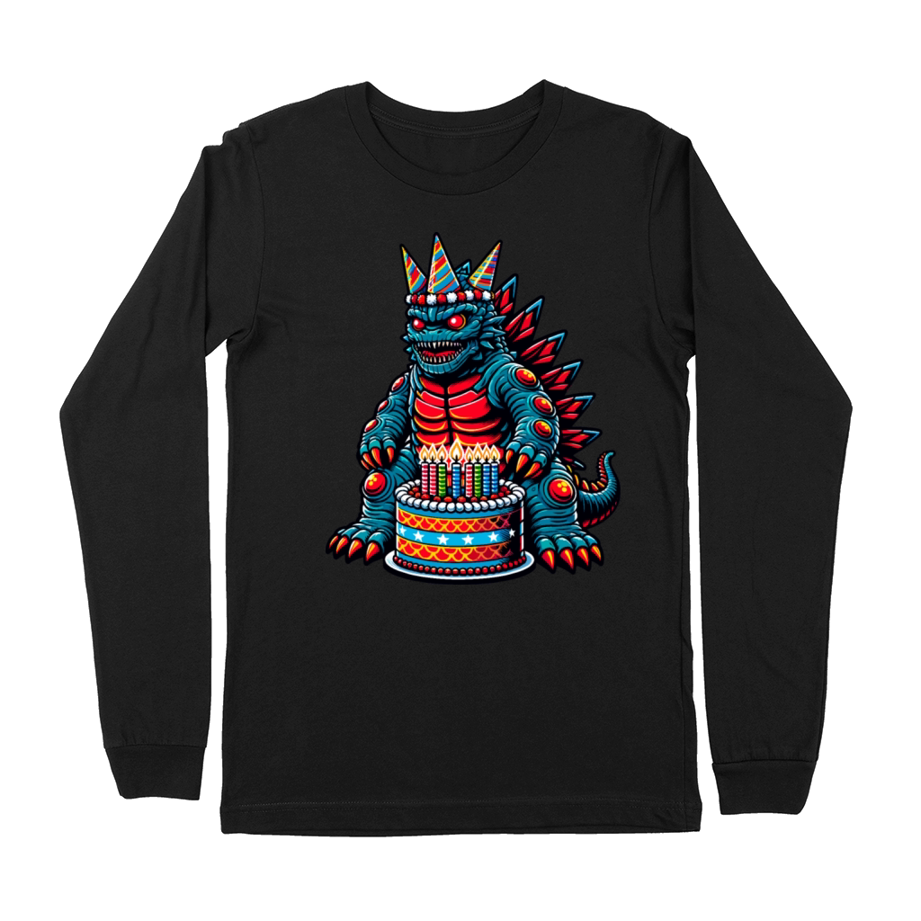Funny Monster Birthday Party Kaiju Illustration Premium Long Sleeve