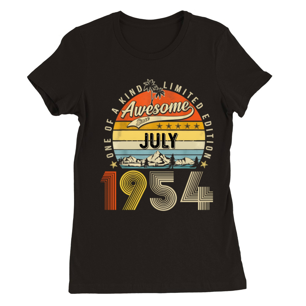 Awesome Since July 1954 Vintage 70th Birthday Premium Womens Crewneck T-shirt