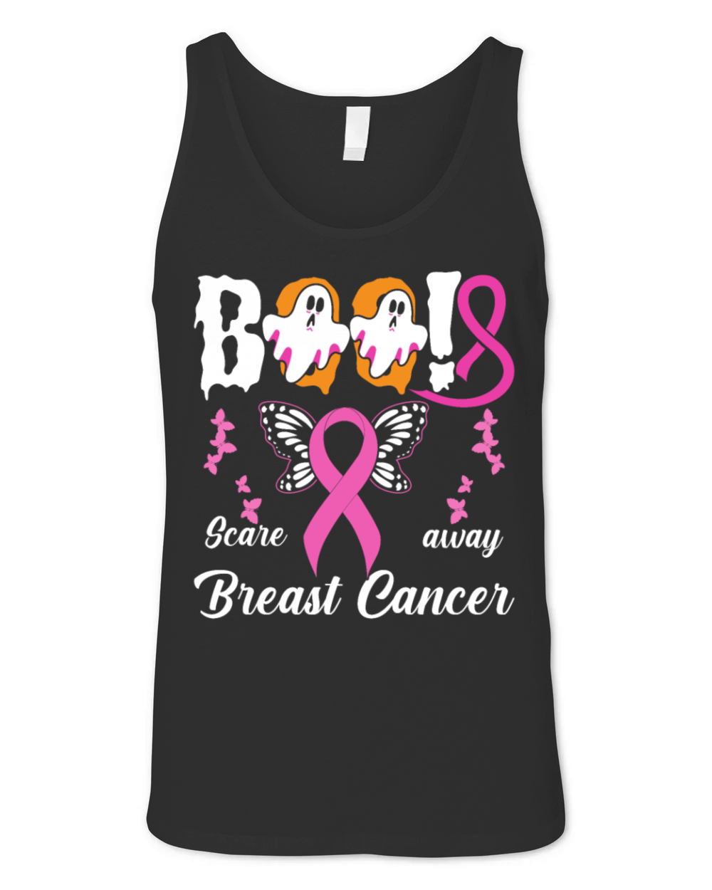 Scare away Breast Cancer Pink Ribbon Halloween Unisex Jersey Tank