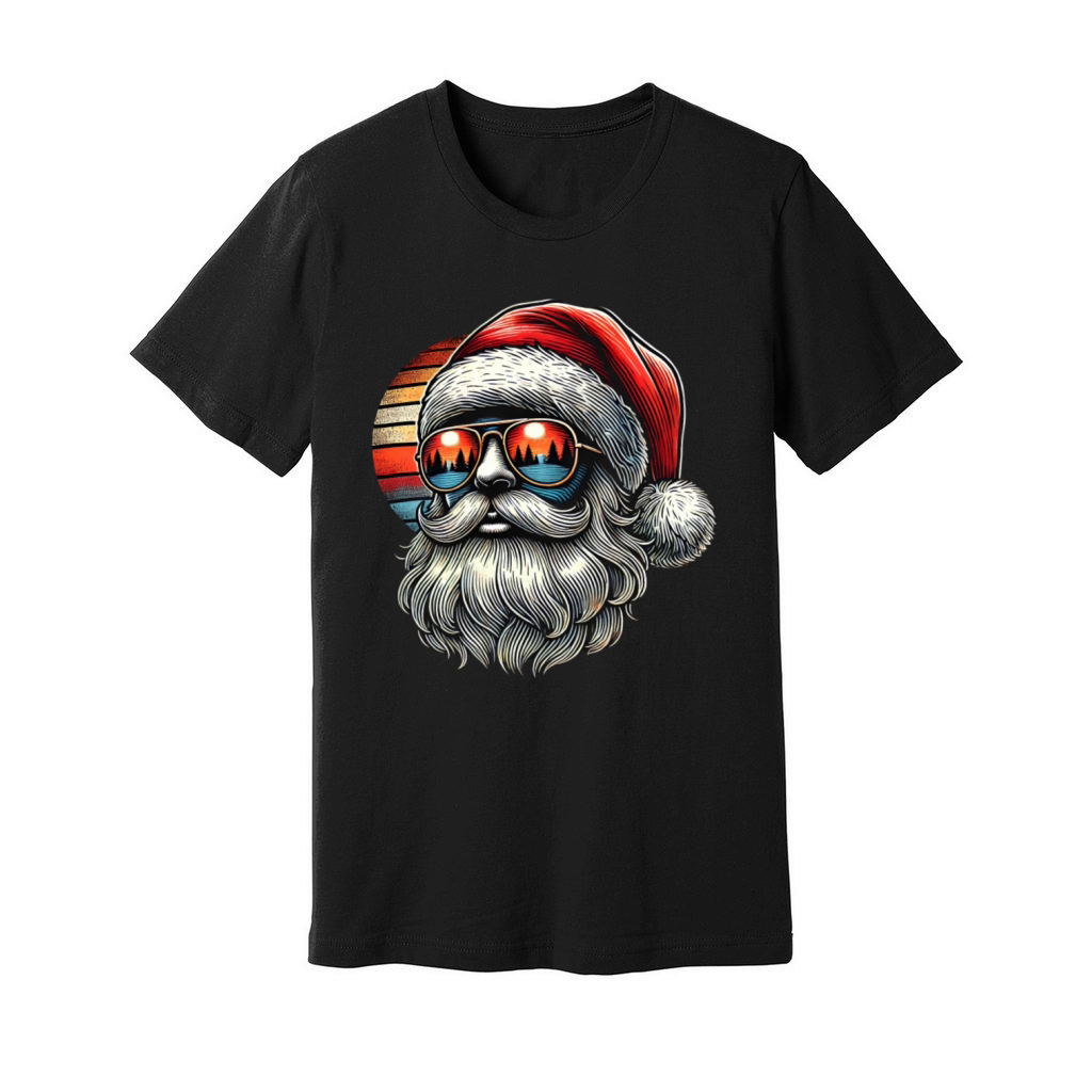Cool Santa Vintage Retro Sunset Christmas Vibes Unisex Jersey Tee