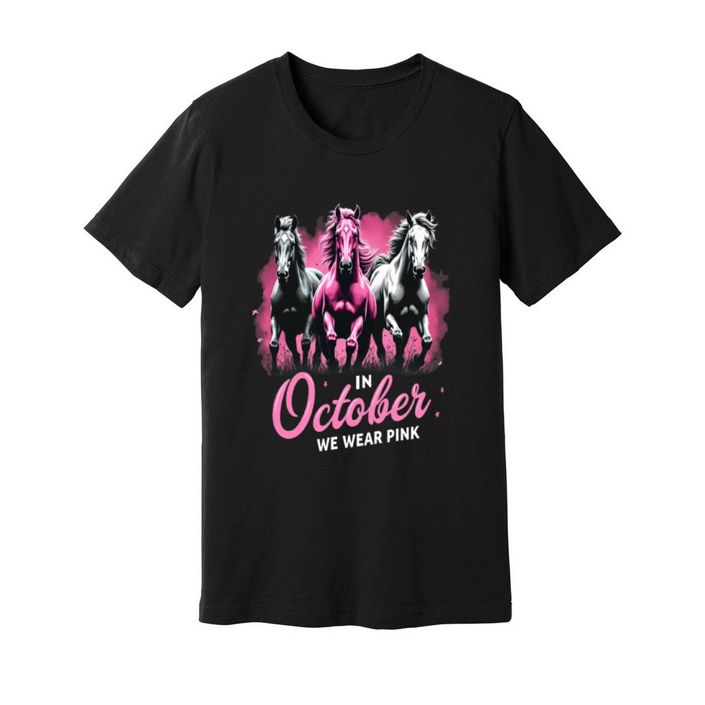 Horses for October Breast Cancer Unisex Jersey Tee