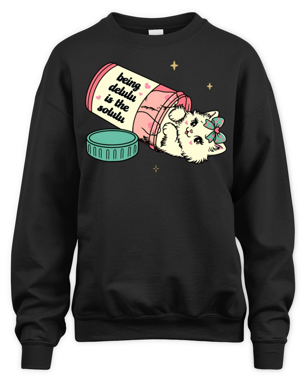 being delulu is the solulu kitty cat Unisex Premium Crewneck Sweatshirt