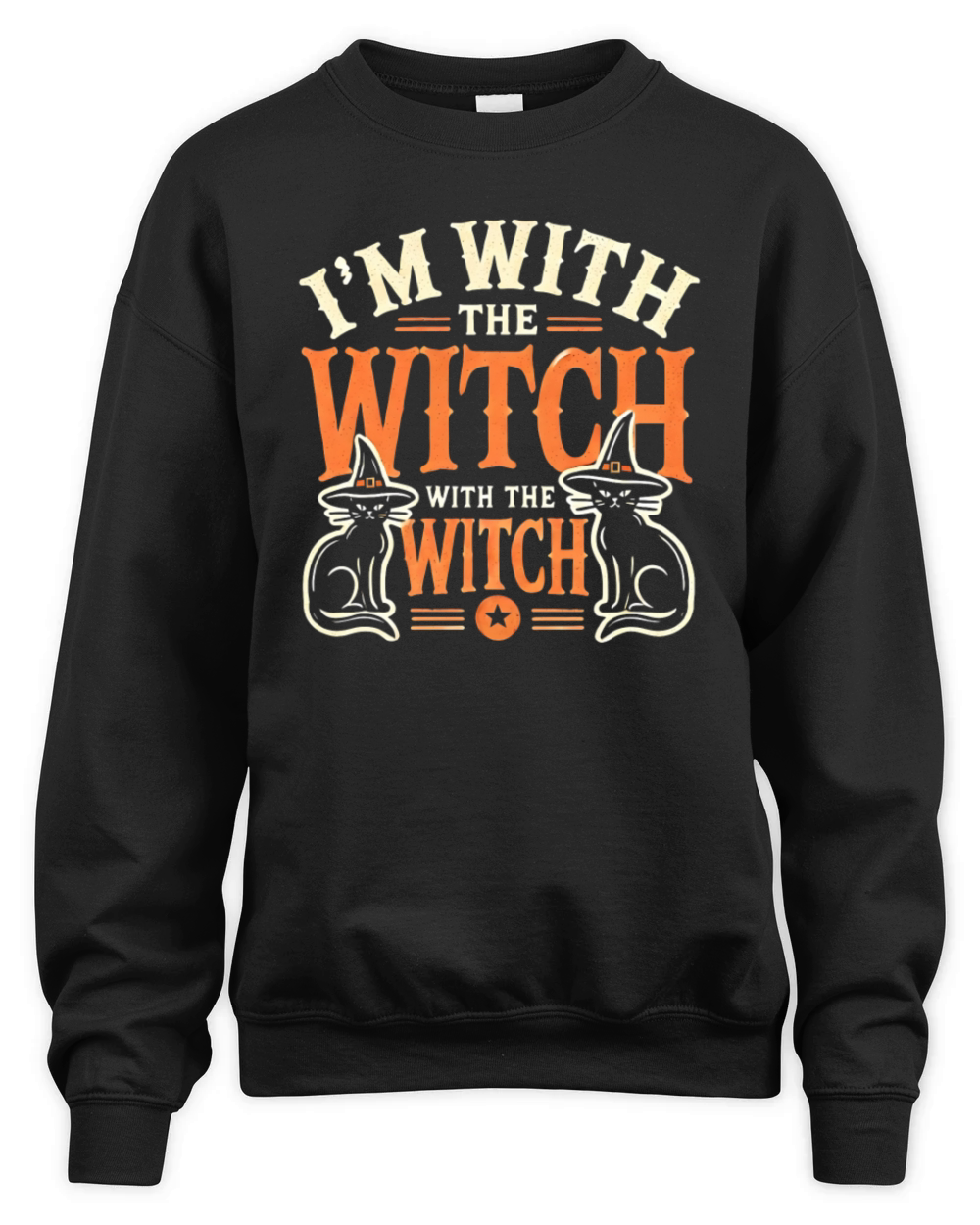 Im With The Witch Black Cat Halloween Spooky Vibe Unisex Premium Crewneck Sweatshirt