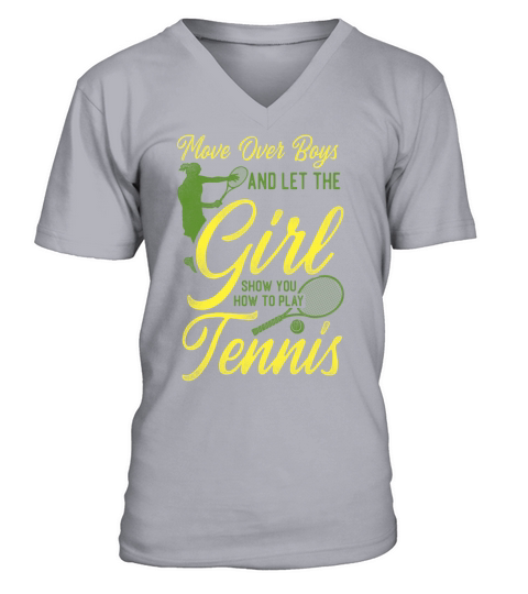 Funny Tennis Player Racket Girl V-Neck T-shirt