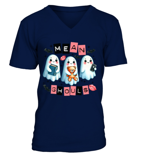 Ghost Drinking Coffee Book Reading Halloween Pumpk V-Neck T-shirt