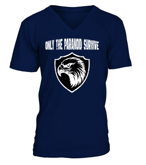 Only The Paranoid Survive Vintage White V-Neck T-shirt