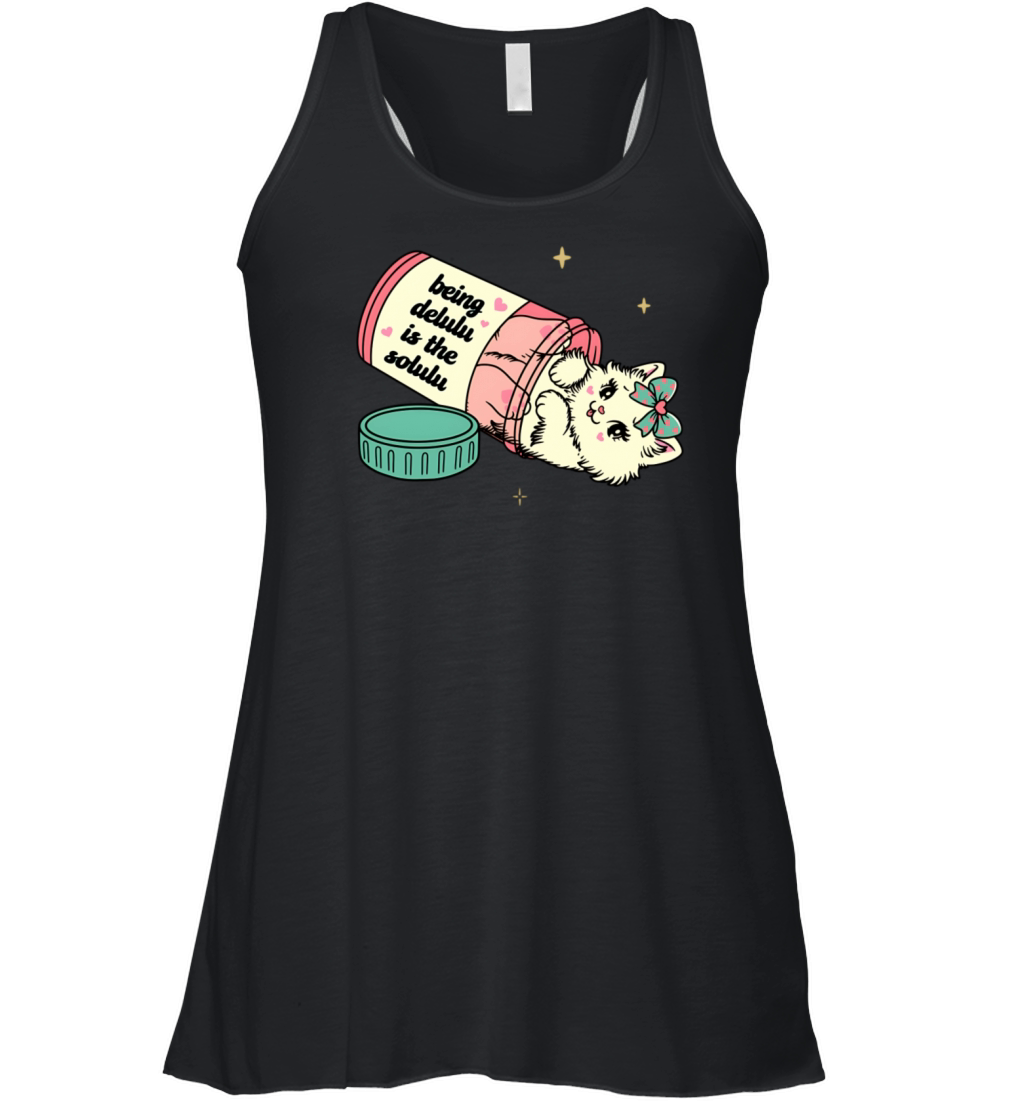 being delulu is the solulu kitty cat Women's Flowy Tank Top