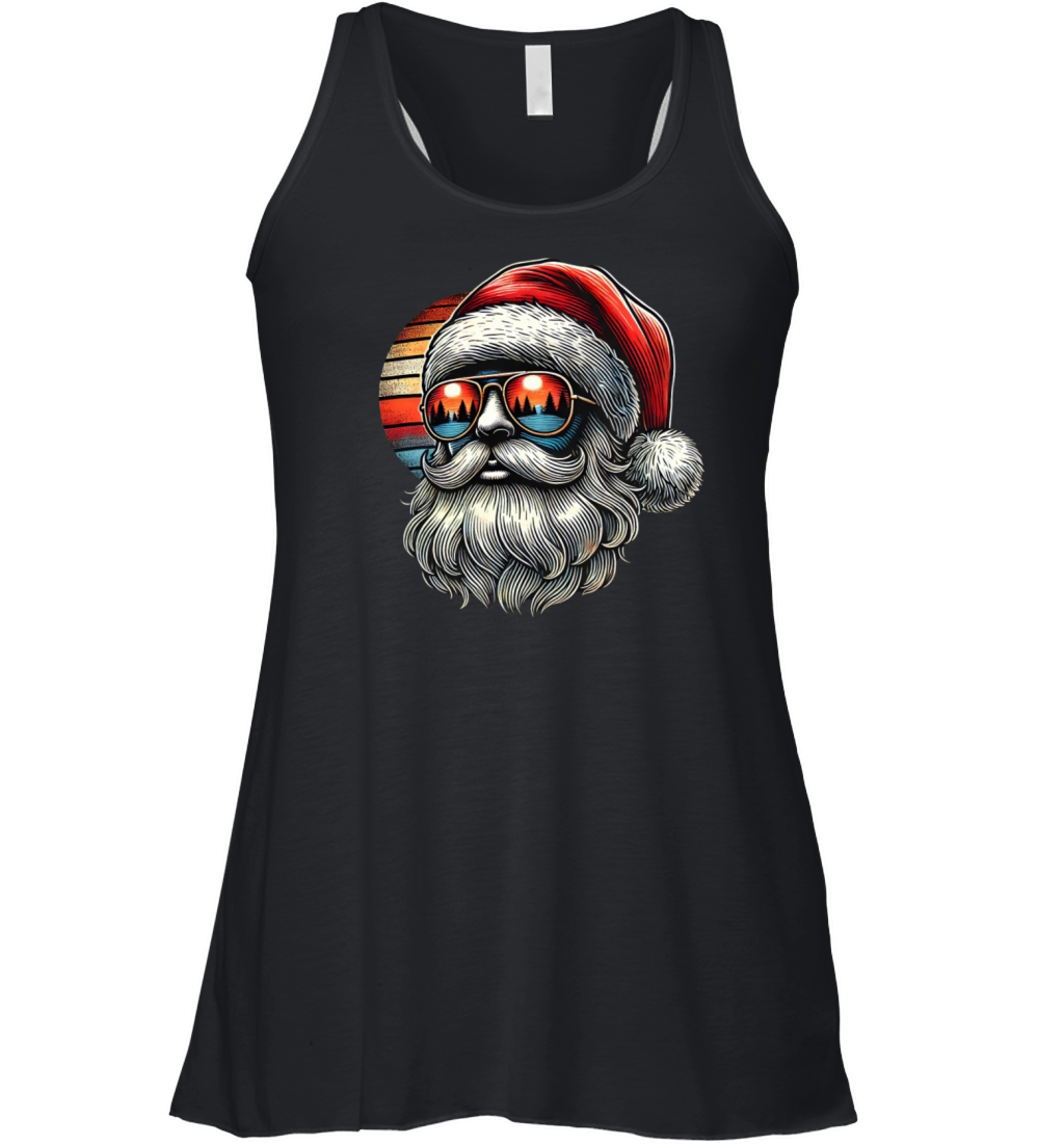 Cool Santa Vintage Retro Sunset Christmas Vibes Women's Flowy Tank Top