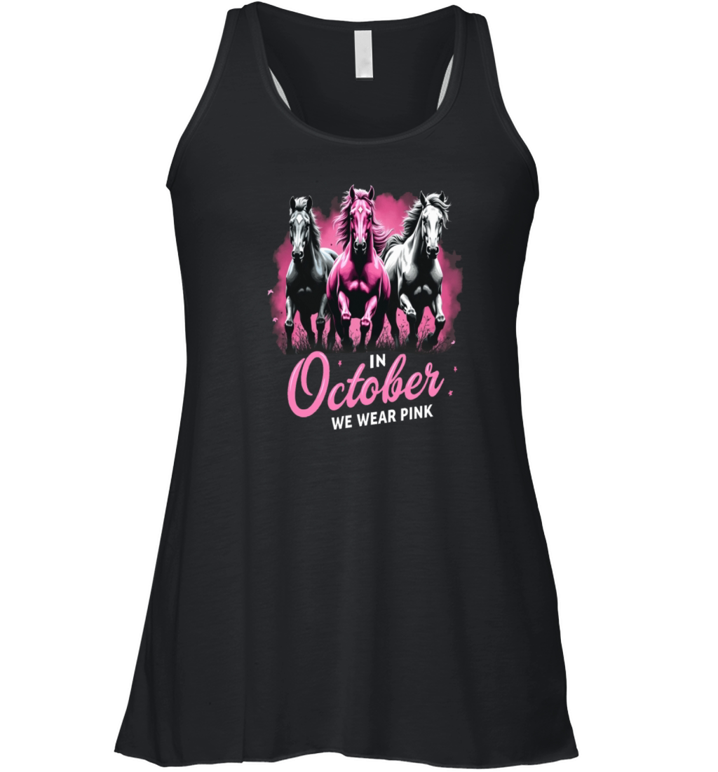 Horses for October Breast Cancer Women's Flowy Tank Top