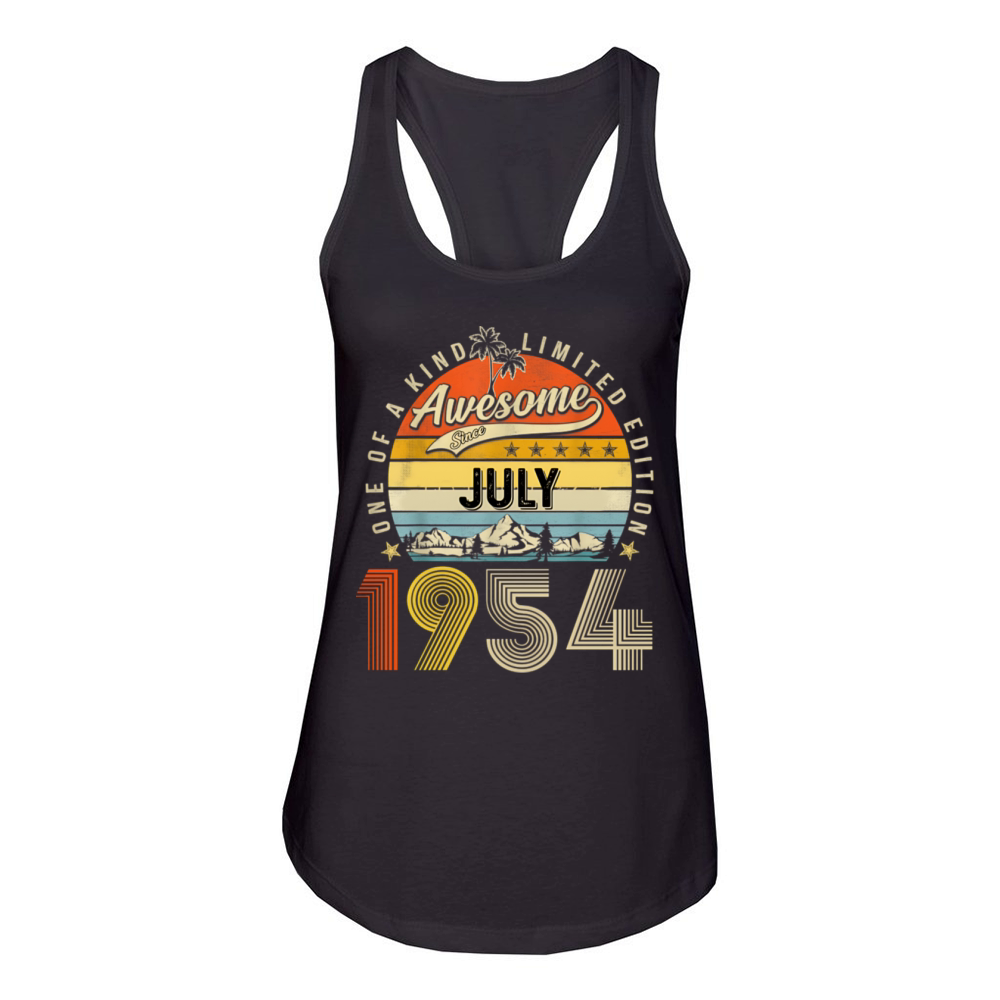 Awesome Since July 1954 Vintage 70th Birthday Women's Racerback Tank