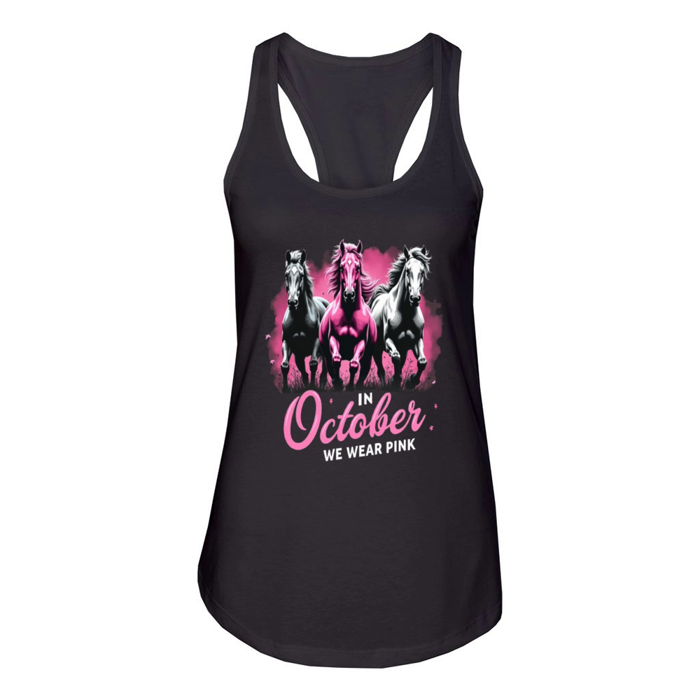Horses for October Breast Cancer Women's Racerback Tank