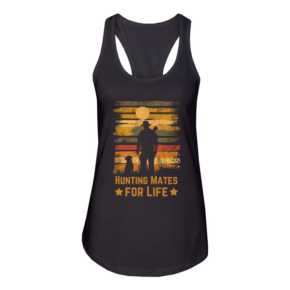 Hunting with dog retro Women's Racerback Tank