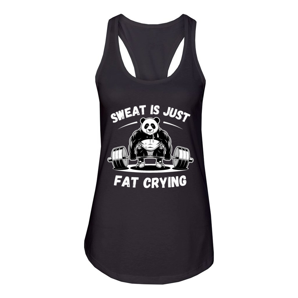 Panda Sweat Is Just Fat Crying Funny Gym Lovers Women's Racerback Tank