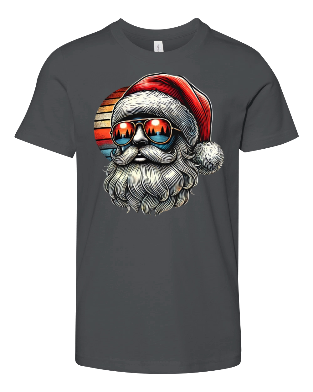 Cool Santa Vintage Retro Sunset Christmas Vibes Youth Unisex Jersey Tee