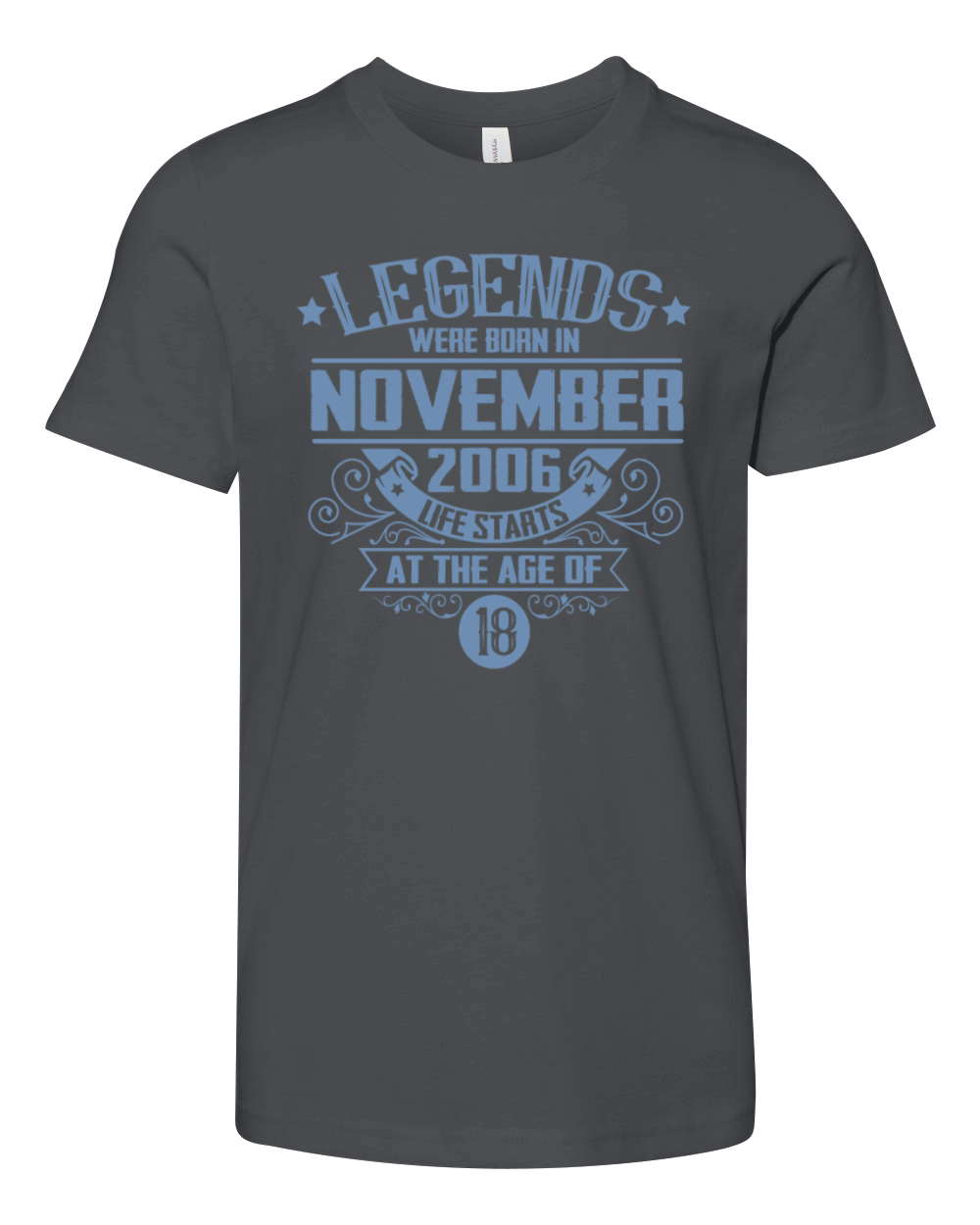 Legends Born November 2006 18 Birthday Vintage Youth Unisex Jersey Tee