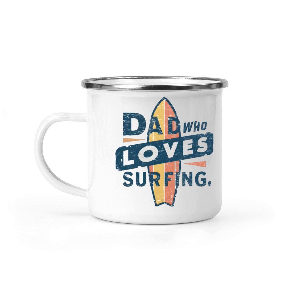 Vintage Surfboard Graphic for Surfing Dad Camping Mug